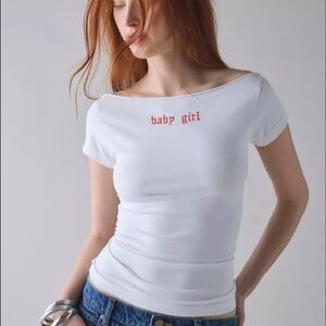 Urban Outfitters White Tee with Red Print